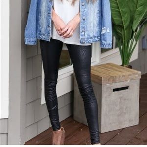 High waisted faux leather snakeskin leggings